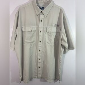 Bimini Bay Outfitters Men’s 2XL Vented Fishing Shirt Short Sleeve Khaki Beige